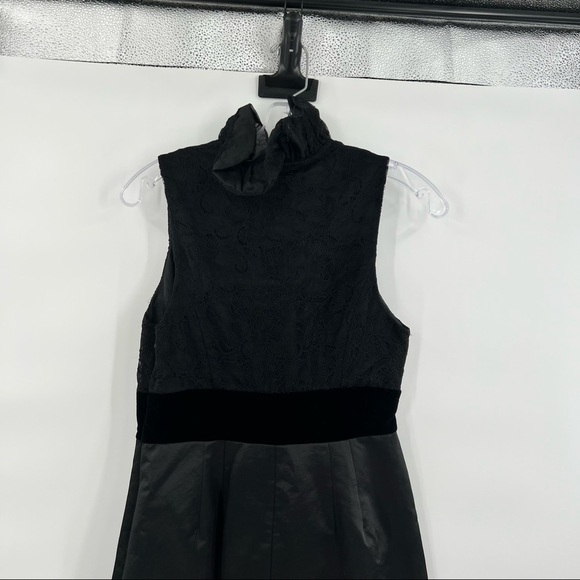 Frock Tracy Reese black ruffle collar seude belt sleeveless dress 4 - Picture 4 of 12